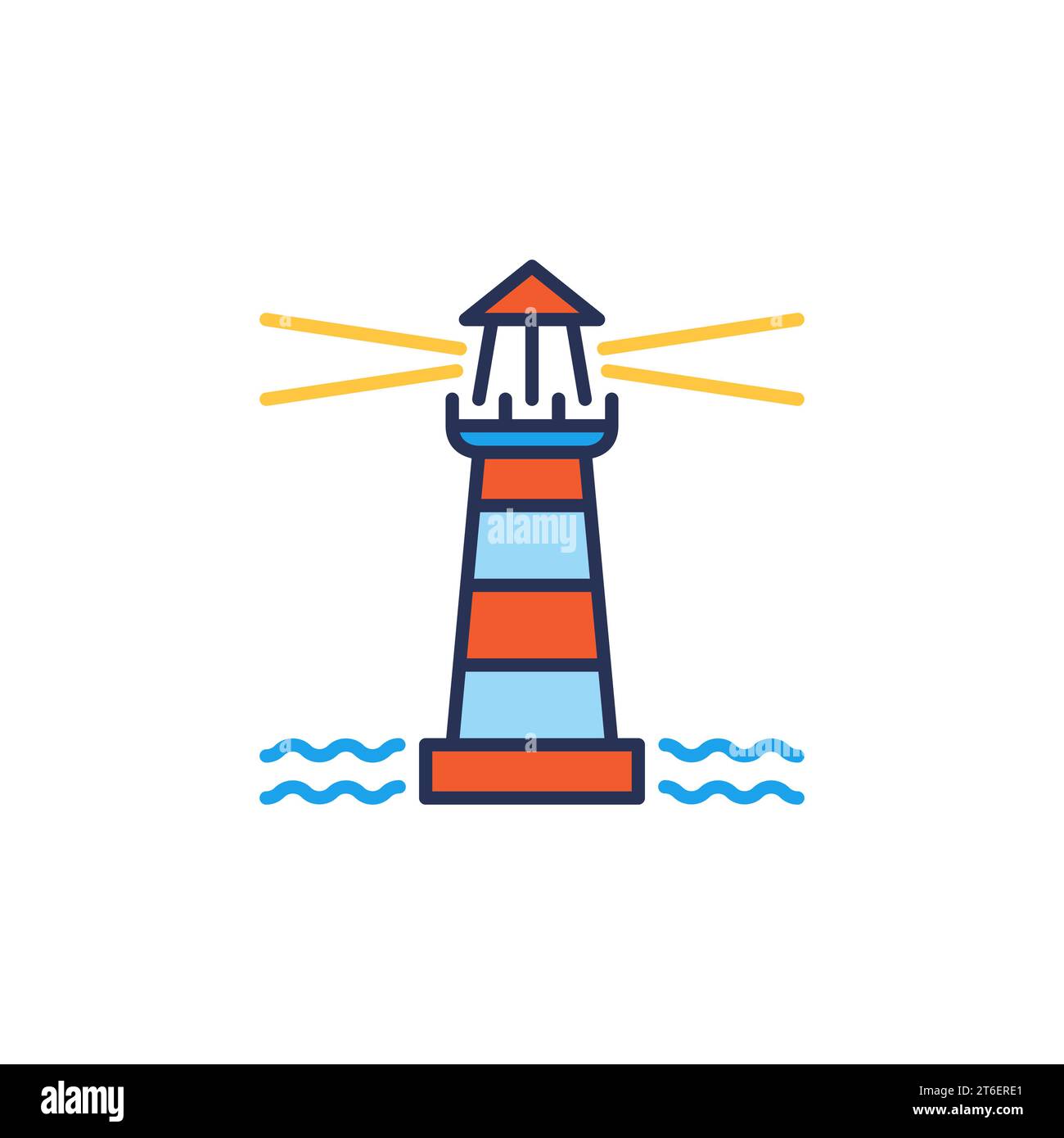 Lighthouse with Light in Ocean vector concept colored icon or sign ...