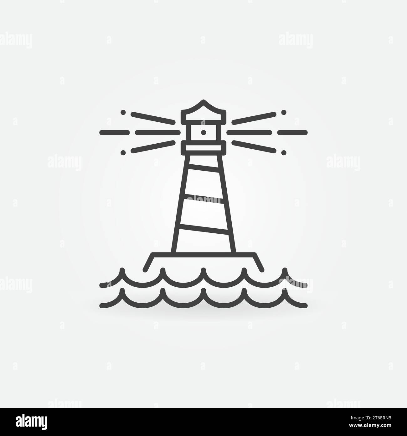 Lighthouse in the Ocean outline vector concept icon or symbol Stock ...