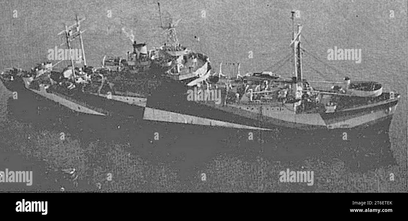 USS Mount Olympus (AGC8) in World War II Stock Photo
