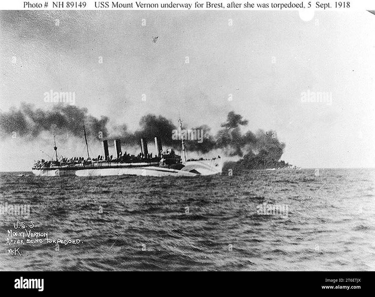 USS Mount Vernon torpedoed Stock Photo - Alamy