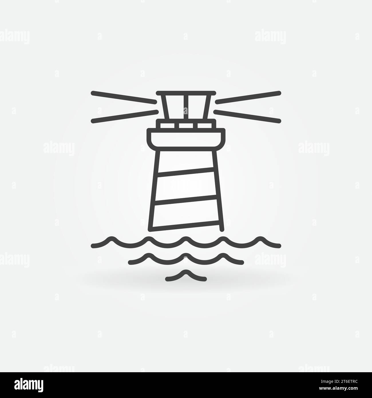 Vector lighthouse with Waves thin line concept icon or design element Stock Vector