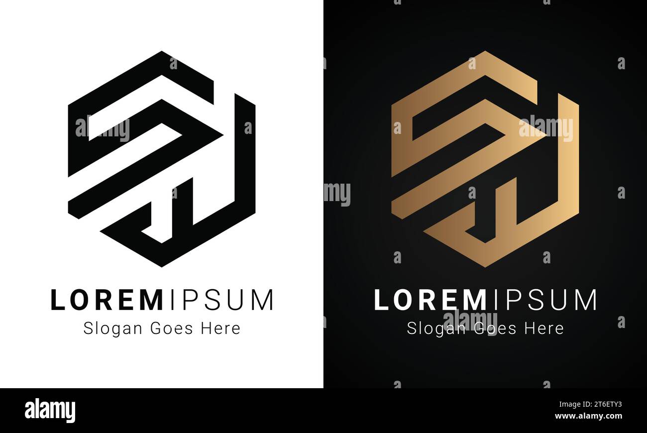 Luxury Initial SW or WS Monogram Text Letter Logo Design Stock Vector