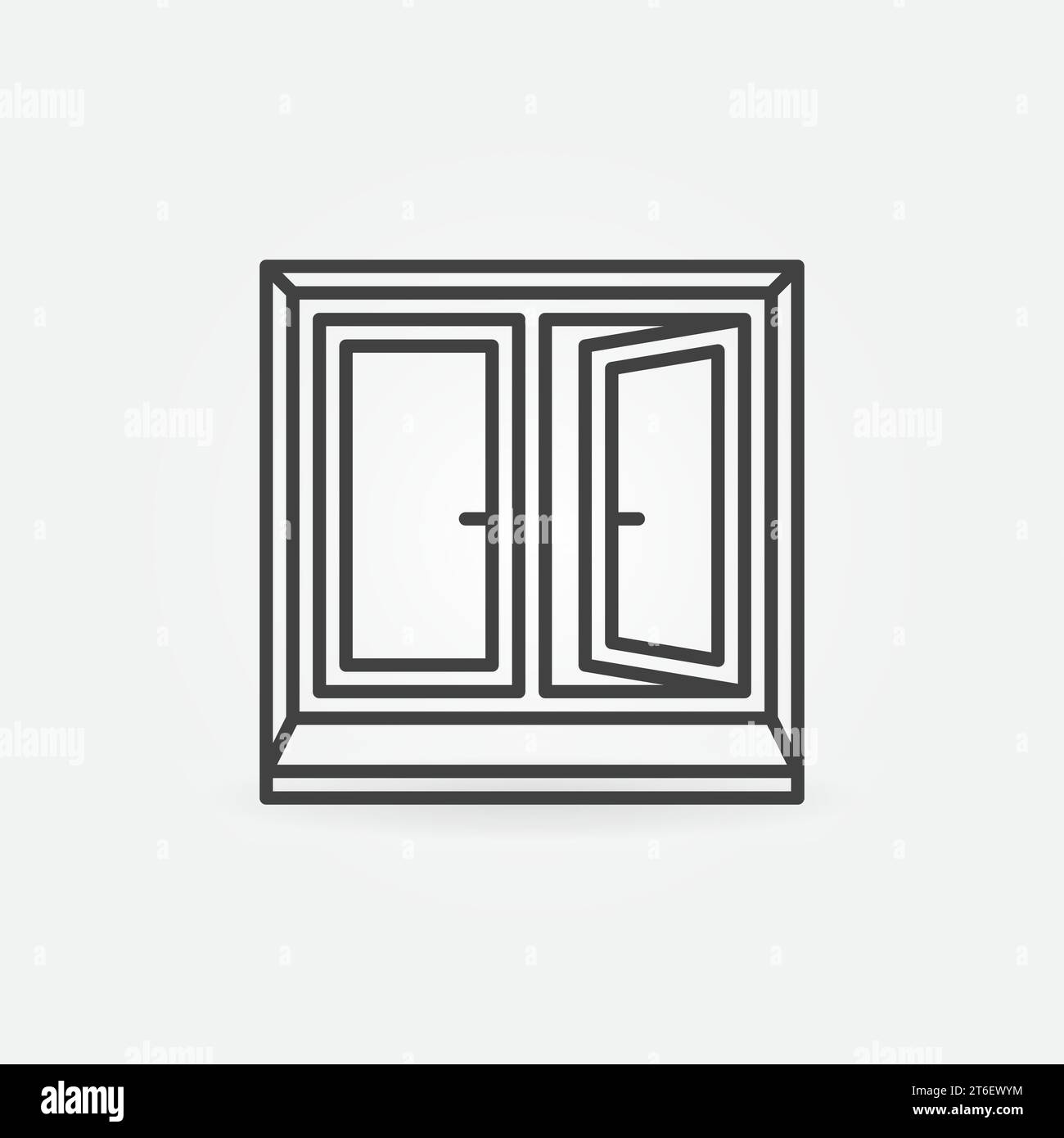 Opened Window outline vector concept minimal icon or design element Stock Vector