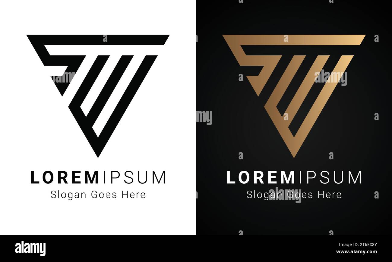 Luxury Initial SW or WS Monogram Text Letter Logo Design Stock Vector