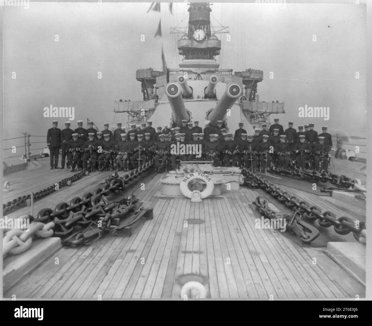 USS NEW YORK; ship's officers posed on quarterdeck Stock Photo Alamy