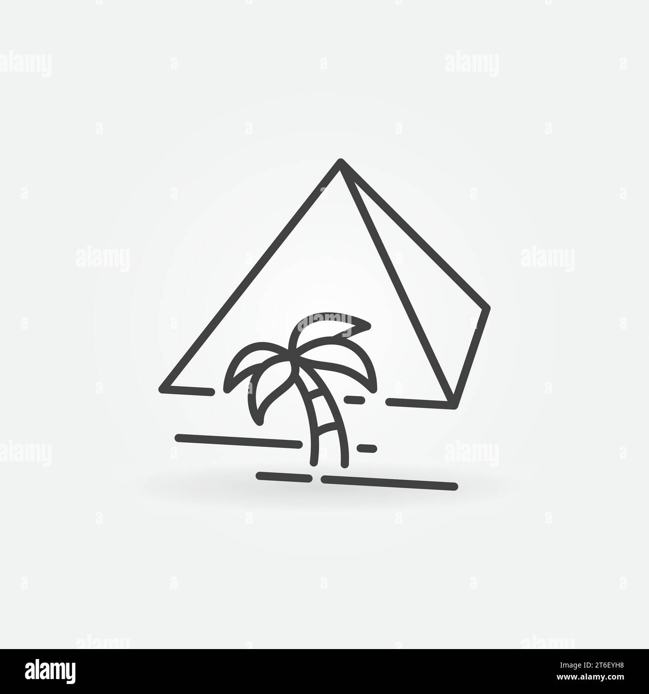 Palm tree with Egyptian Pyramid vector concept outline icon or design