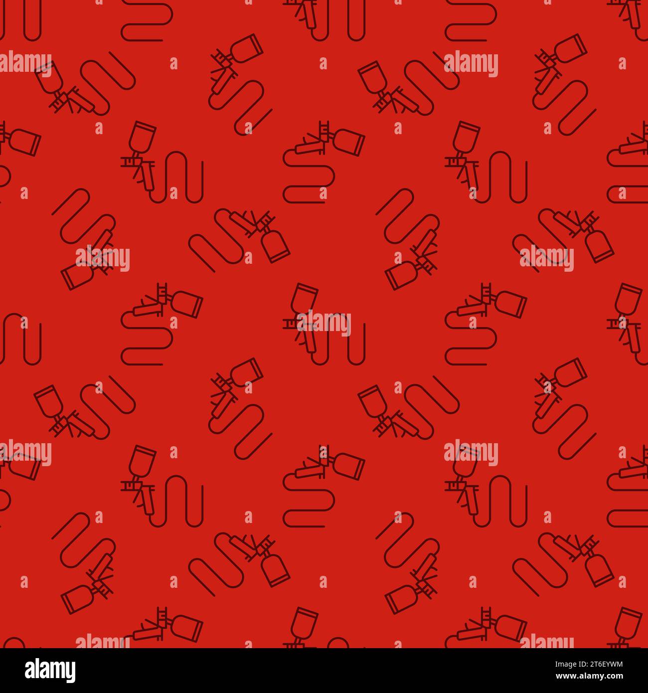 Automotive Painting - Paint Spray Gun vector concept geometric red seamless pattern in line style Stock Vector