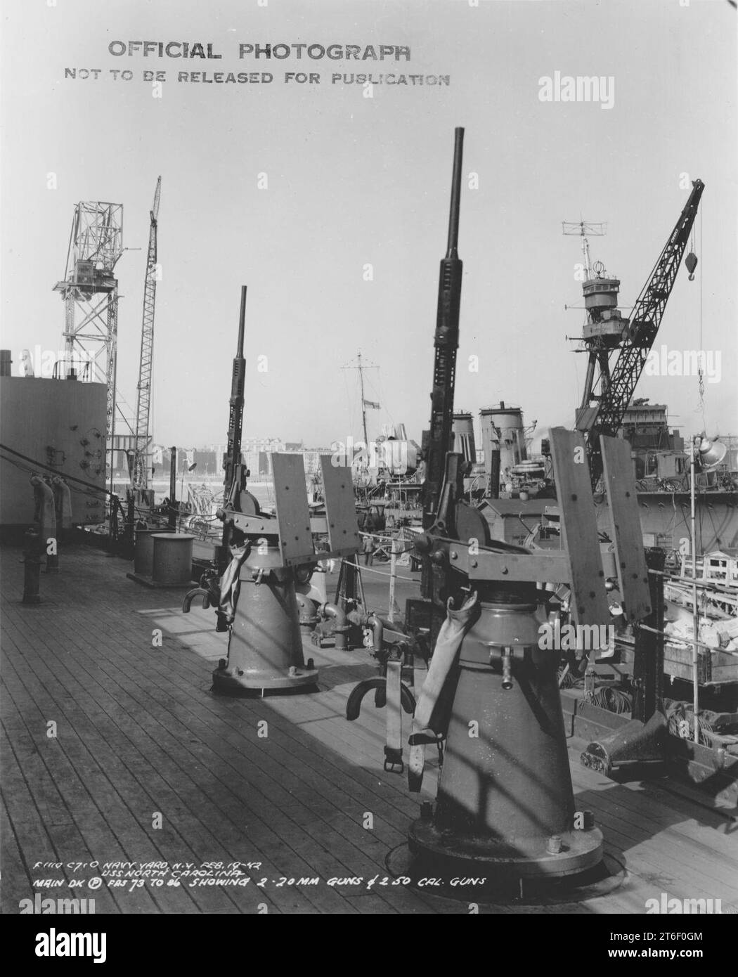 USS North Carolina deck guns Stock Photo Alamy