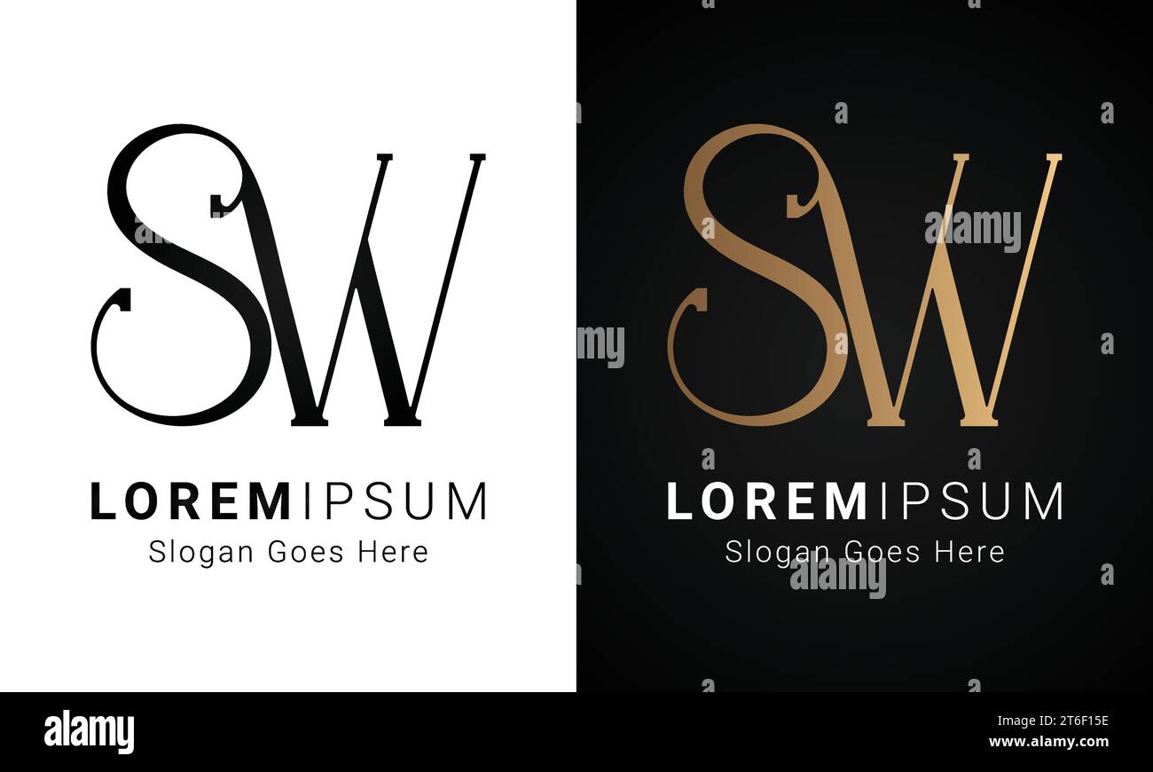Luxury Initial SW or WS Monogram Text Letter Logo Design Stock Vector ...