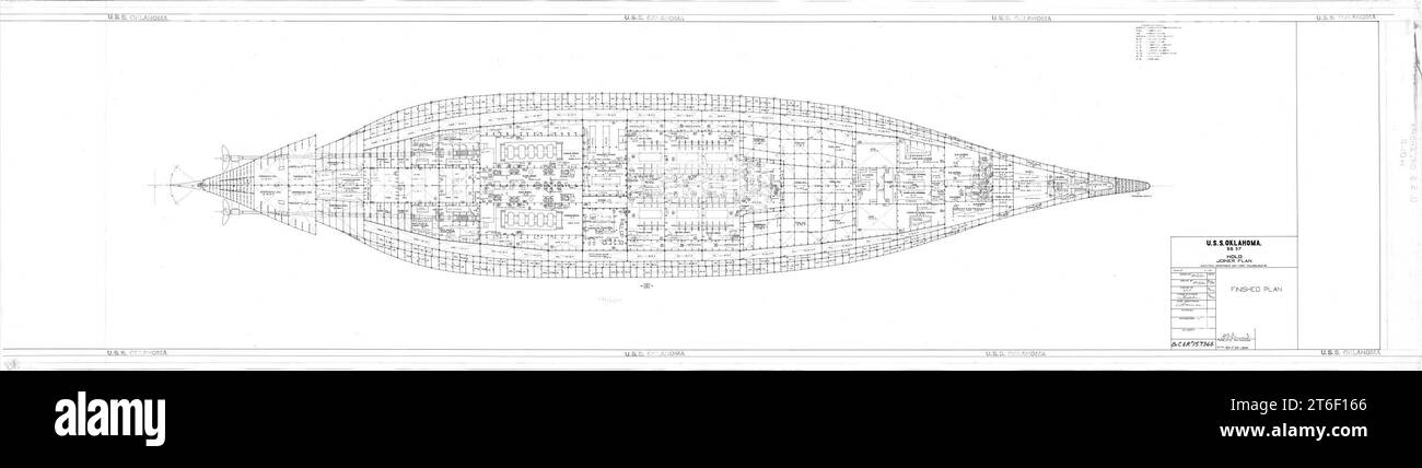 USS Oklahoma - Inboard Profile Stock Photo