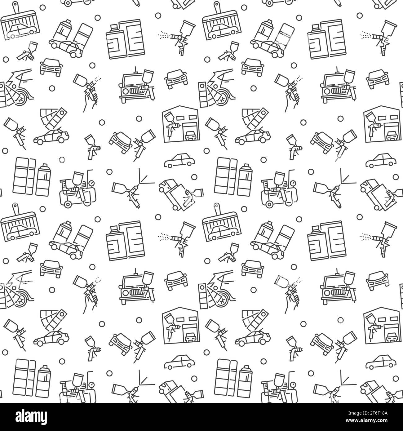 Auto Body Painting vector concept minimal outline seamless pattern or background Stock Vector