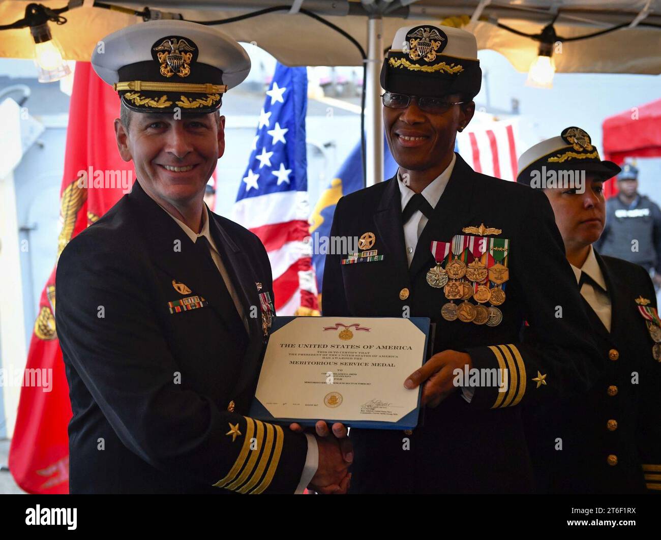 USS Oscar Austin (DDG 79) change of command ceremony 171011 Stock Photo ...