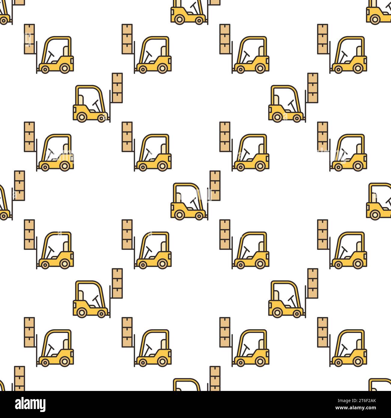 Forklift concept colored seamless background - vector modern pattern Stock Vector