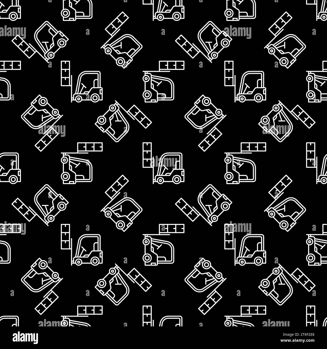 Vector Forklift concept minimal linear seamless pattern or background Stock Vector