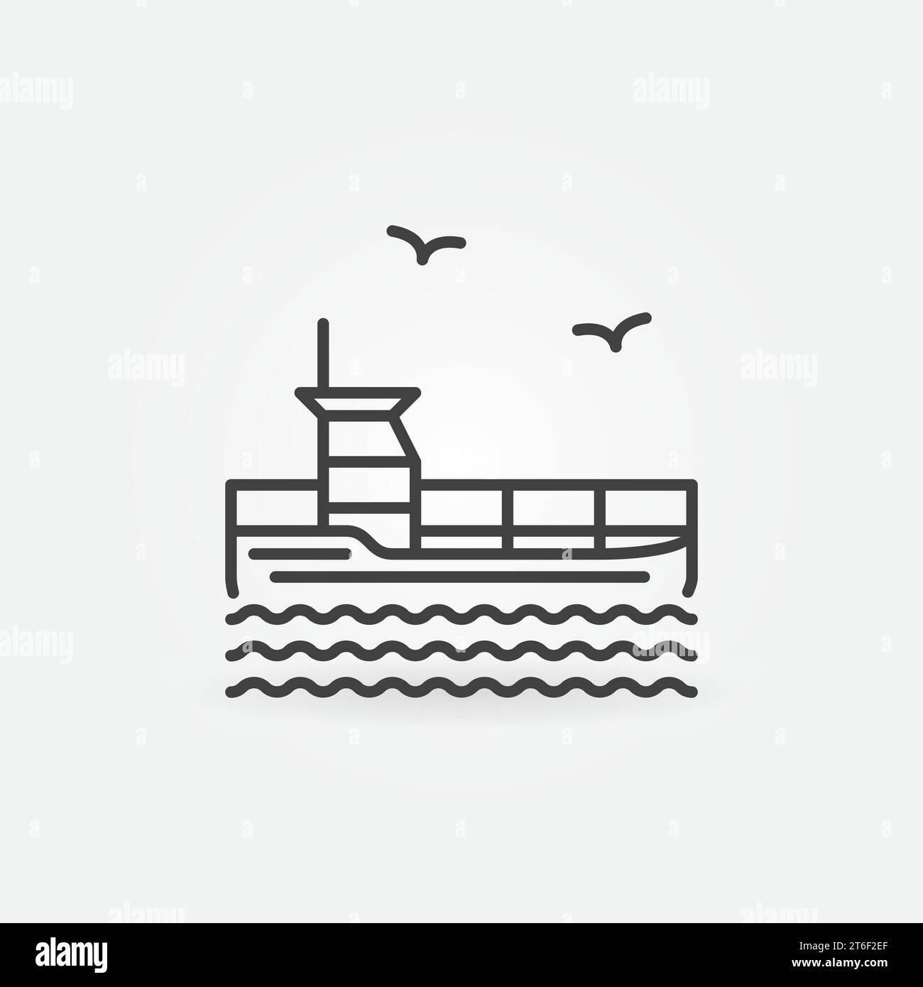 Cargo Ship with Containers vector Delivery concept icon or sign in thin ...