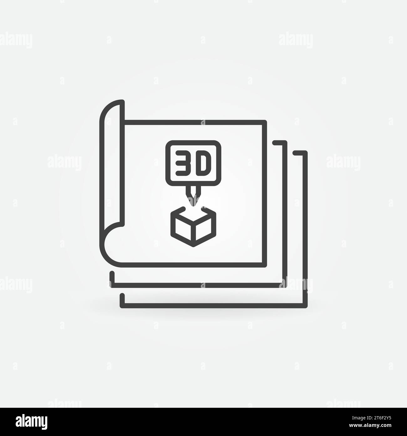 Documents for 3D printer vector concept icon or sign in outline style Stock Vector