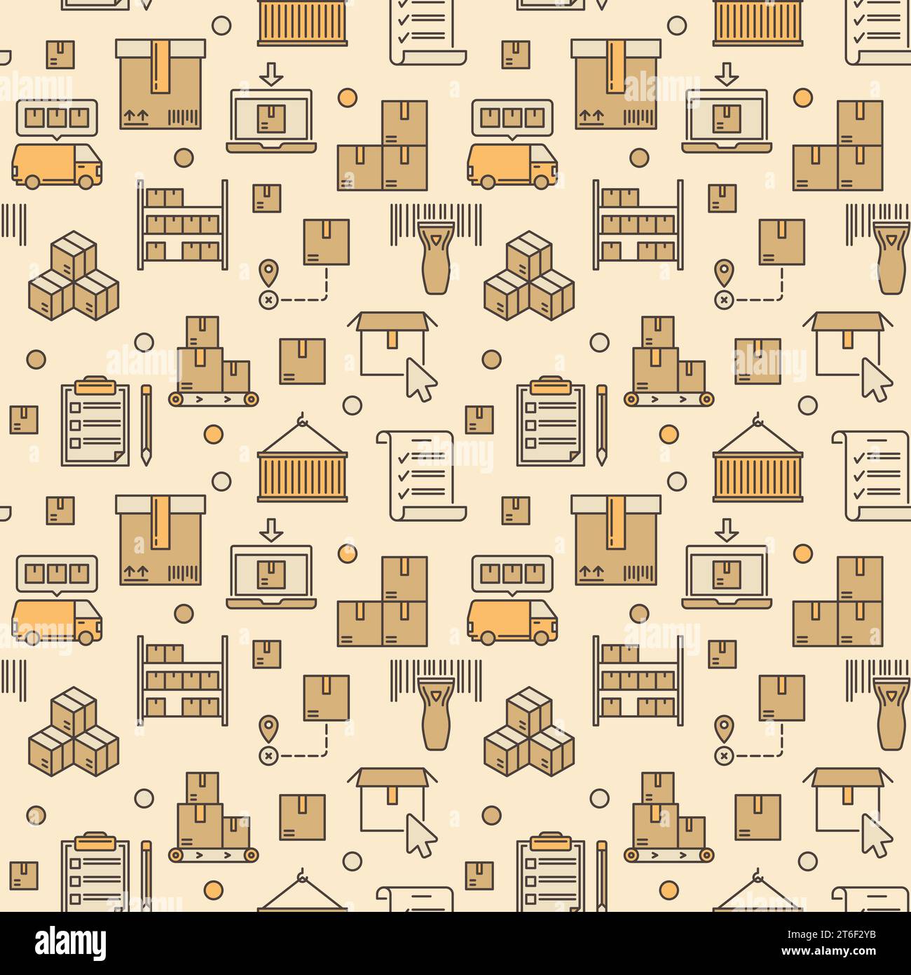 Logistics vector concept colored seamless pattern - Delivery modern background Stock Vector