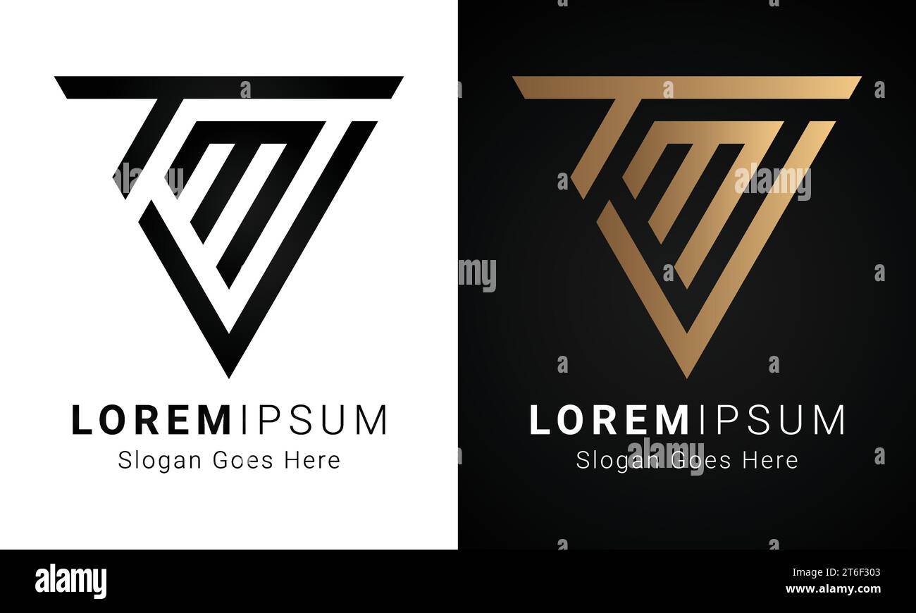 Luxury Initial TML or LMT Monogram Text Letter Logo Design Stock Vector