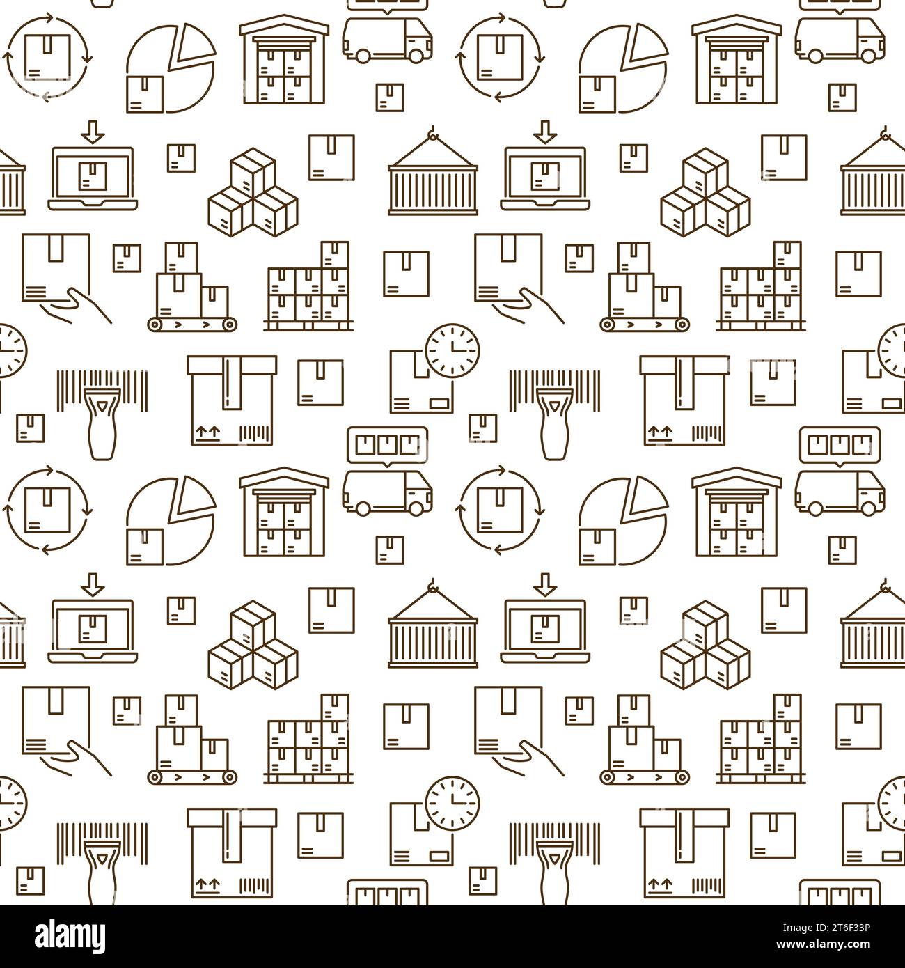 Storage and Delivery vector thin line seamless pattern - Warehouse concept background Stock Vector