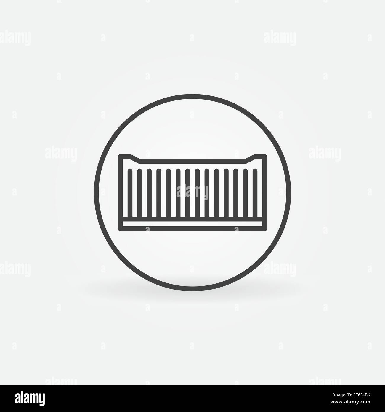 Container inside Circle vector International Shipping concept thin line icon or symbol Stock Vector