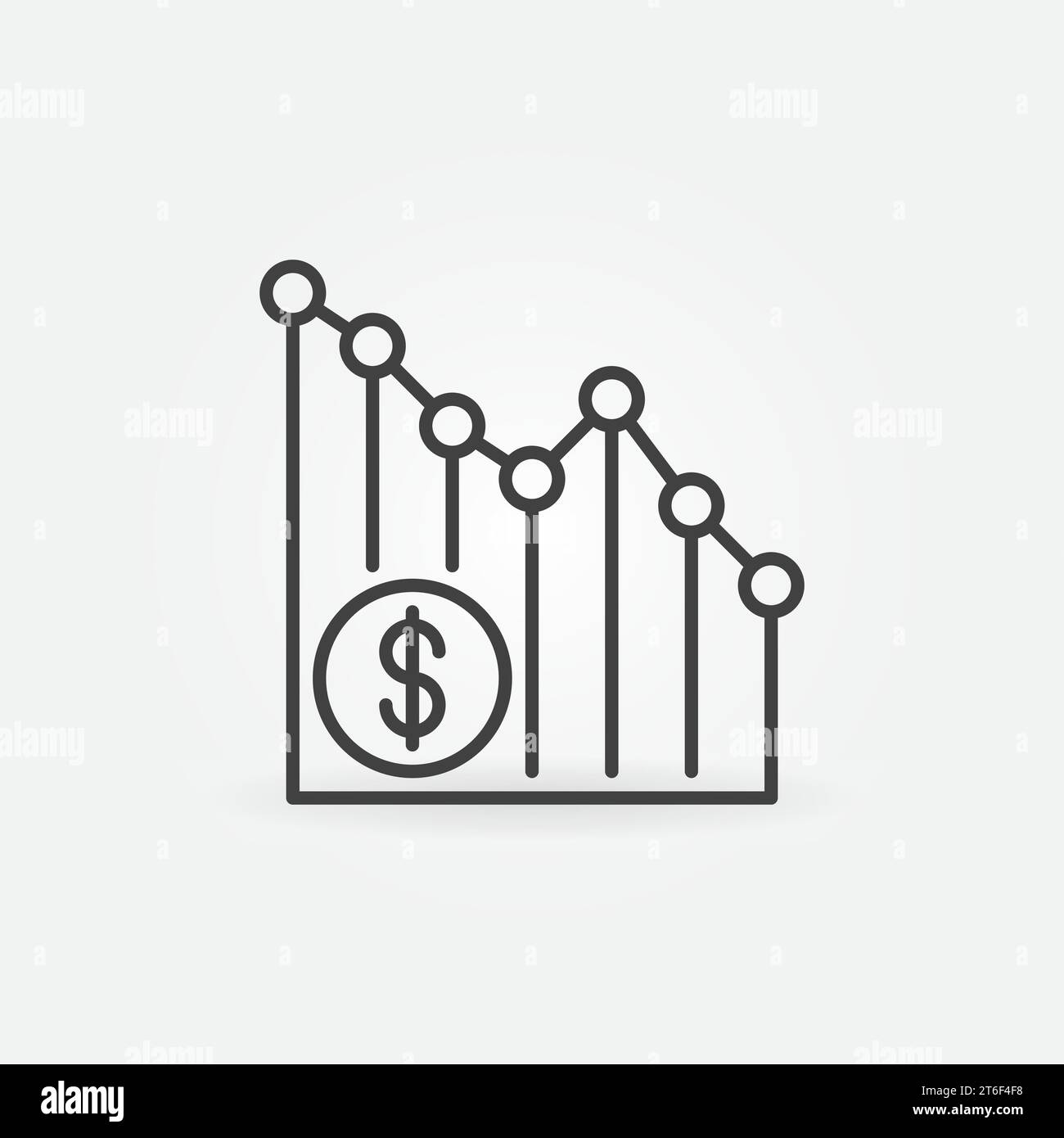 Falling Dollar Chart icon vector Hyperinflation concept outline icon or symbol Stock Vector