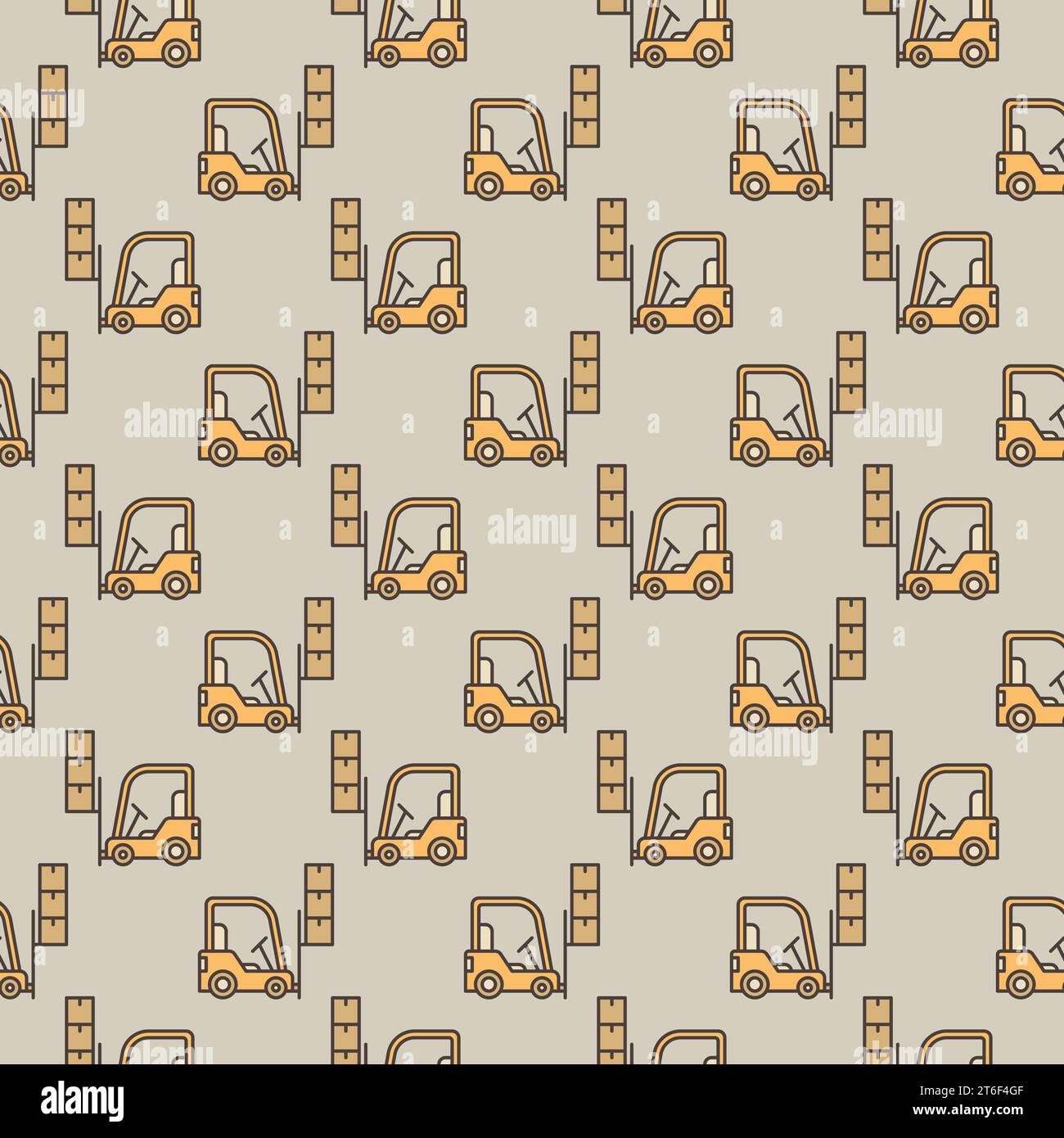 Yellow Forklift vector concept creative seamless pattern or background Stock Vector