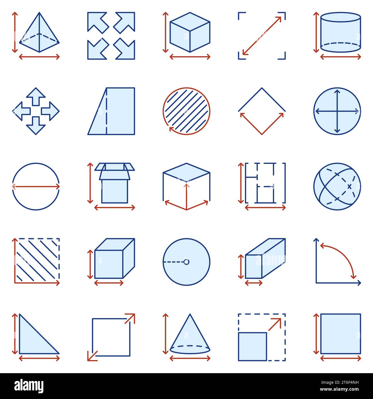 Dimension and Measuring colored icons set Area, Size and Perimeter