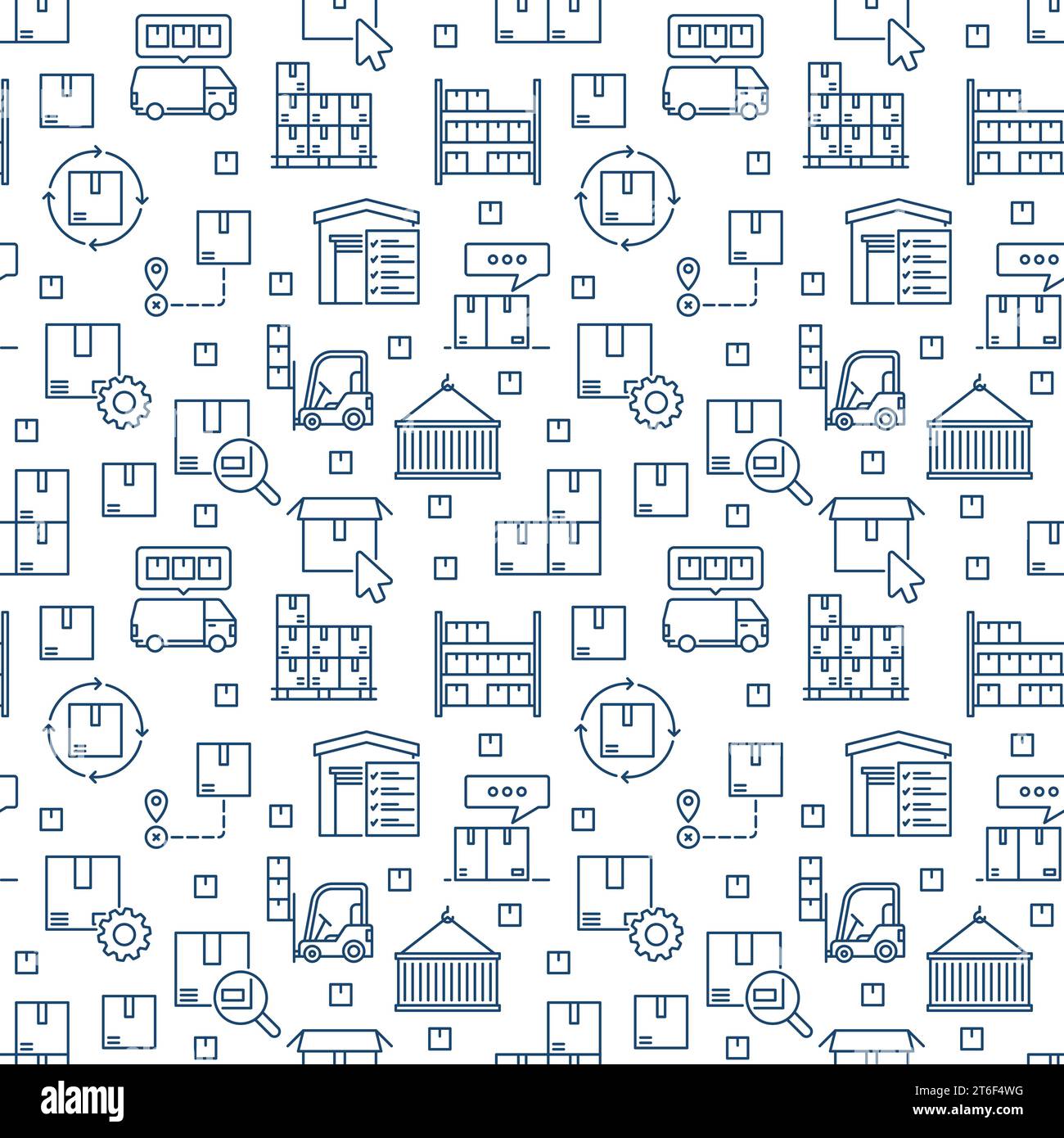 Logistics and Delivery vector concept seamless pattern or background in linear style Stock Vector