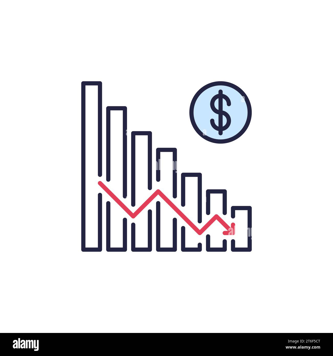 Hyperinflation Falling Chart vector concept colored icon or symbol ...