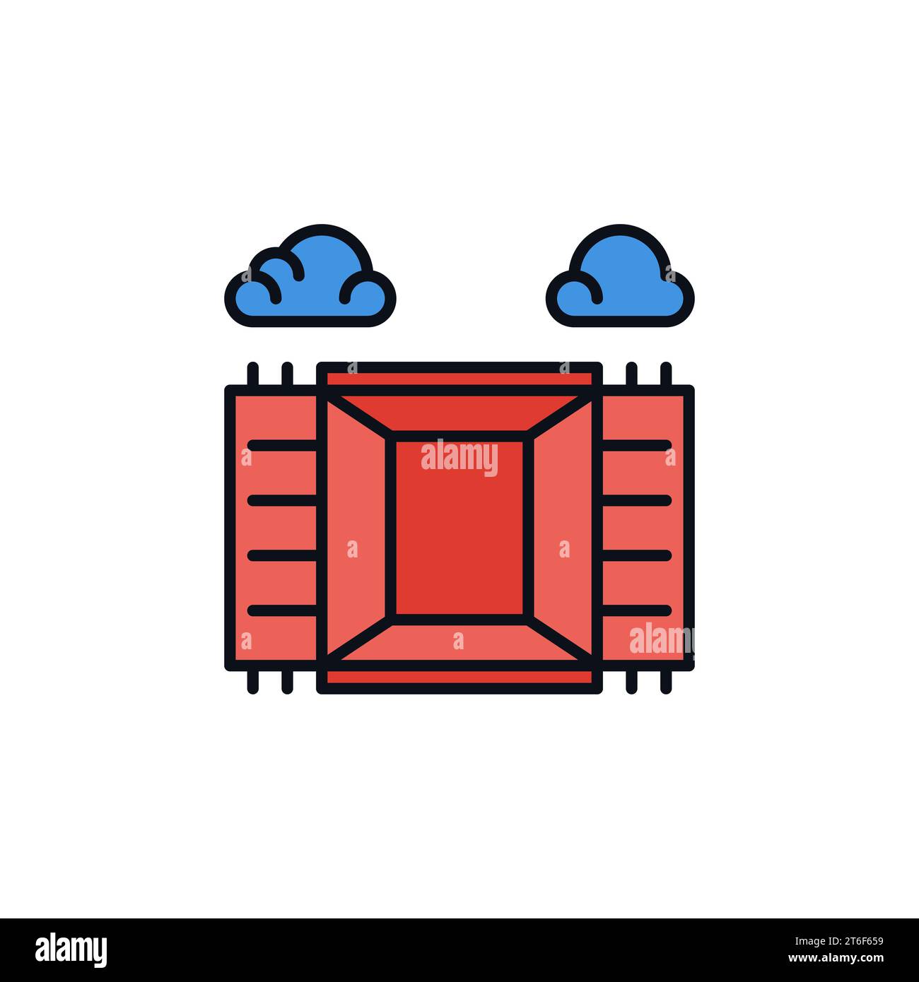Opened Shipping Red Container vector Transportation concept colored icon or logo element Stock Vector
