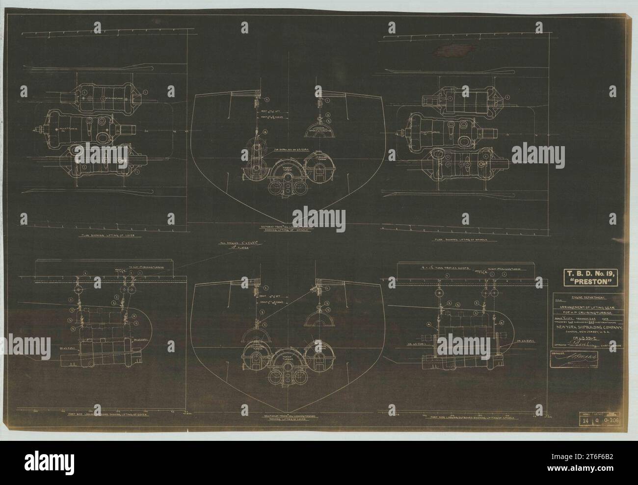 USS Preston (DD19) Arrangement of Lifting Gear for H.P. Cruising Turbine Stock Photo Alamy