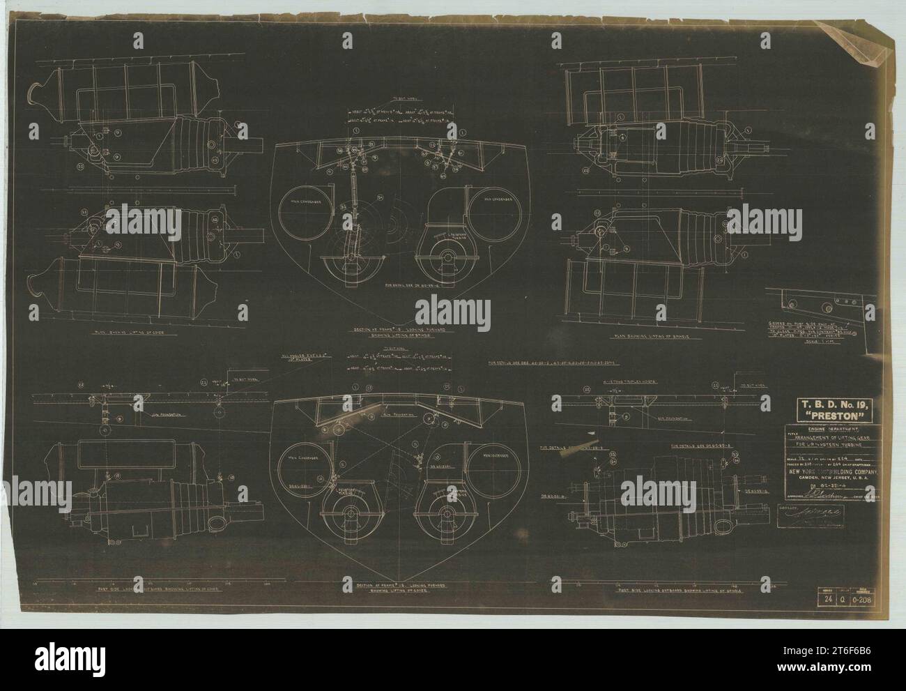 USS Preston (DD19) Arrangement of Lifting Gear for L.P. and Astern Turbine Stock Photo Alamy