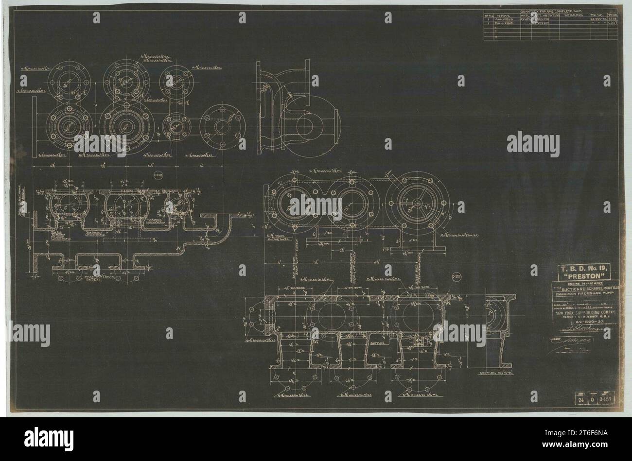 USS Preston (DD19) Suction & Discharge Manifolds Engine Room Fire