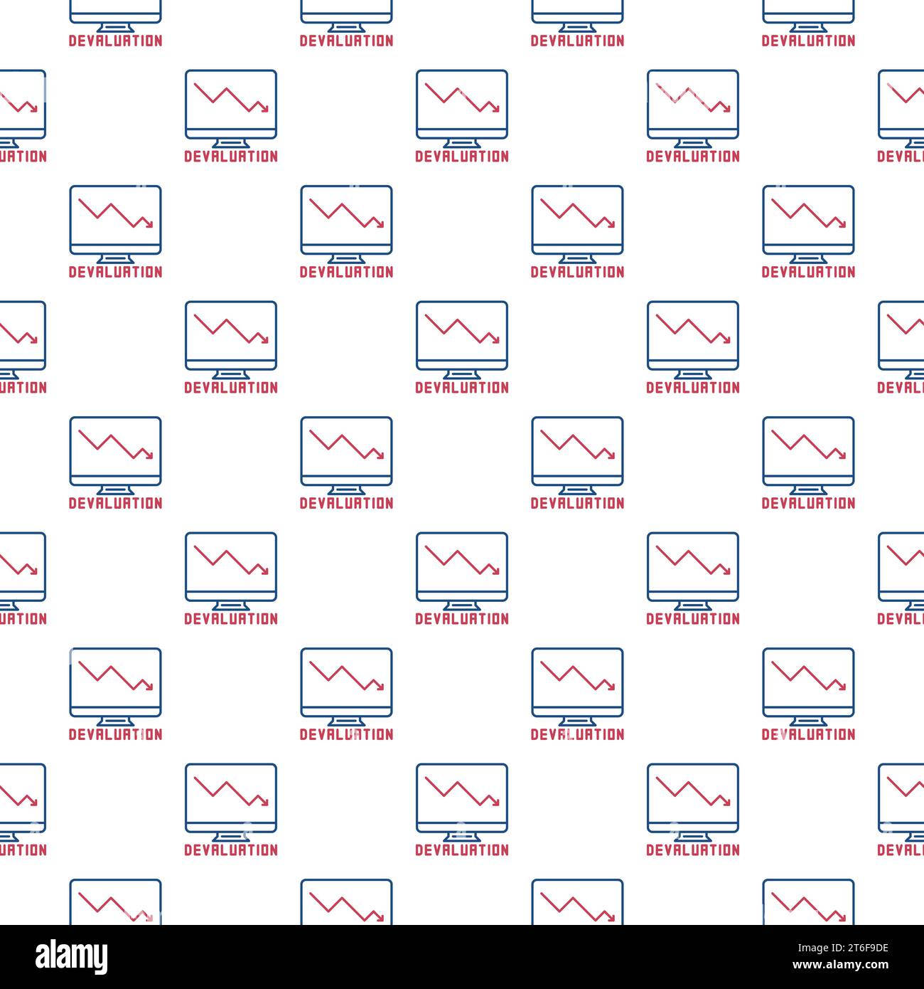 Devaluation vector Financial Crisis concept simple seamless pattern or background in outline style Stock Vector