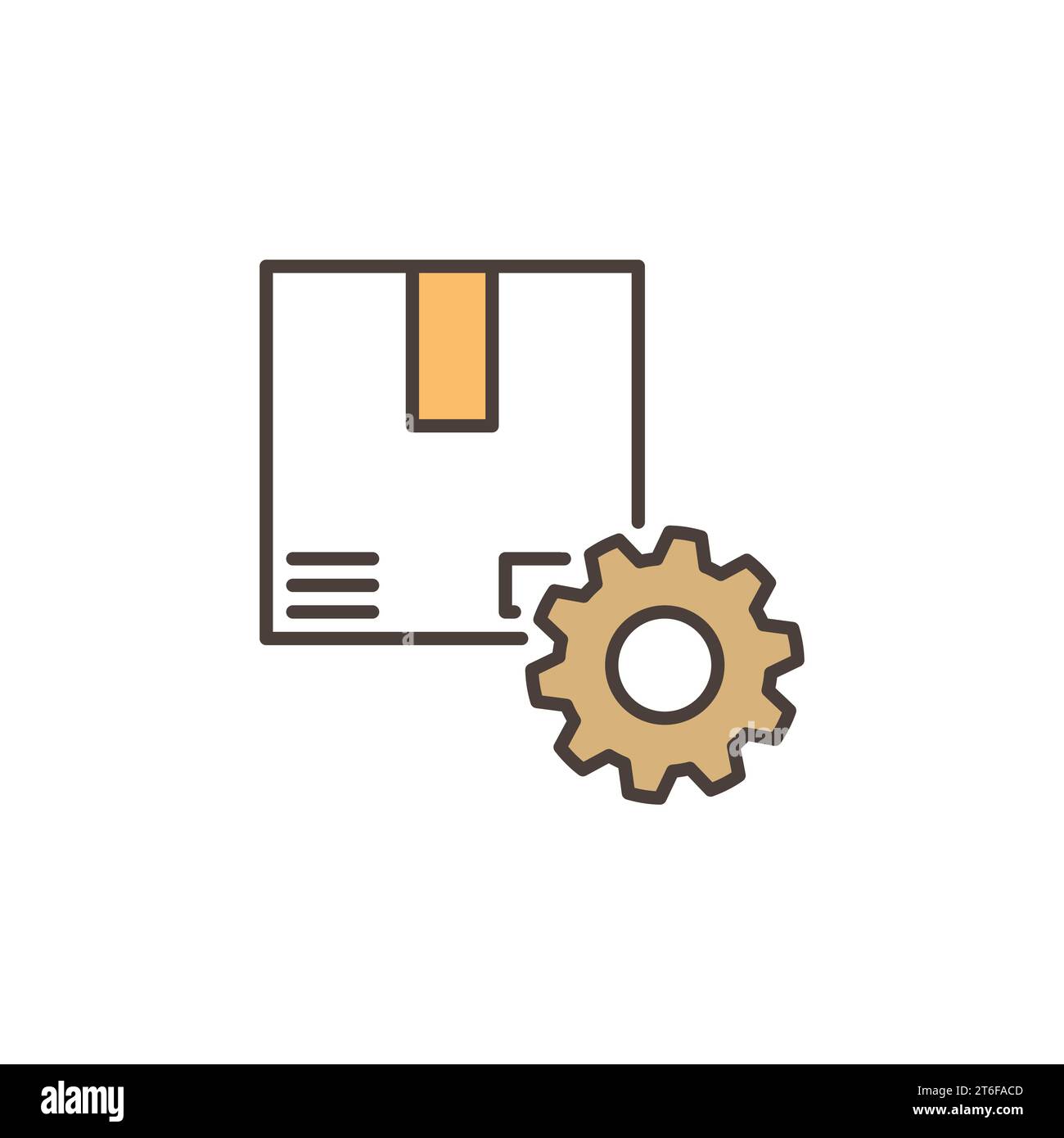 Cardboard Box with Cog Wheel vector Inventory Control concept colored ...