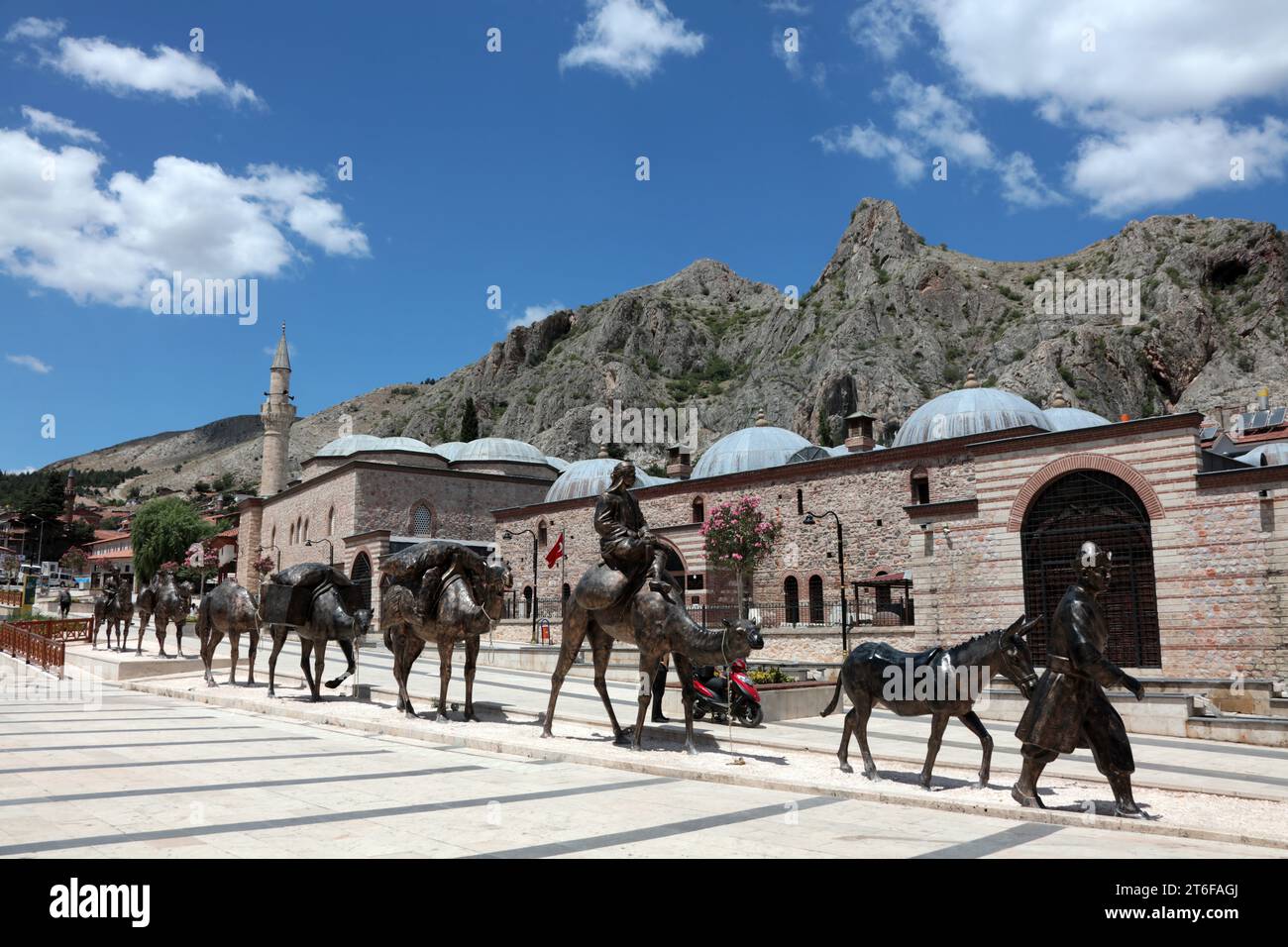 Camel caravan statues in the old city center of Tokat. Tokat, Turkey. Stock Photo
