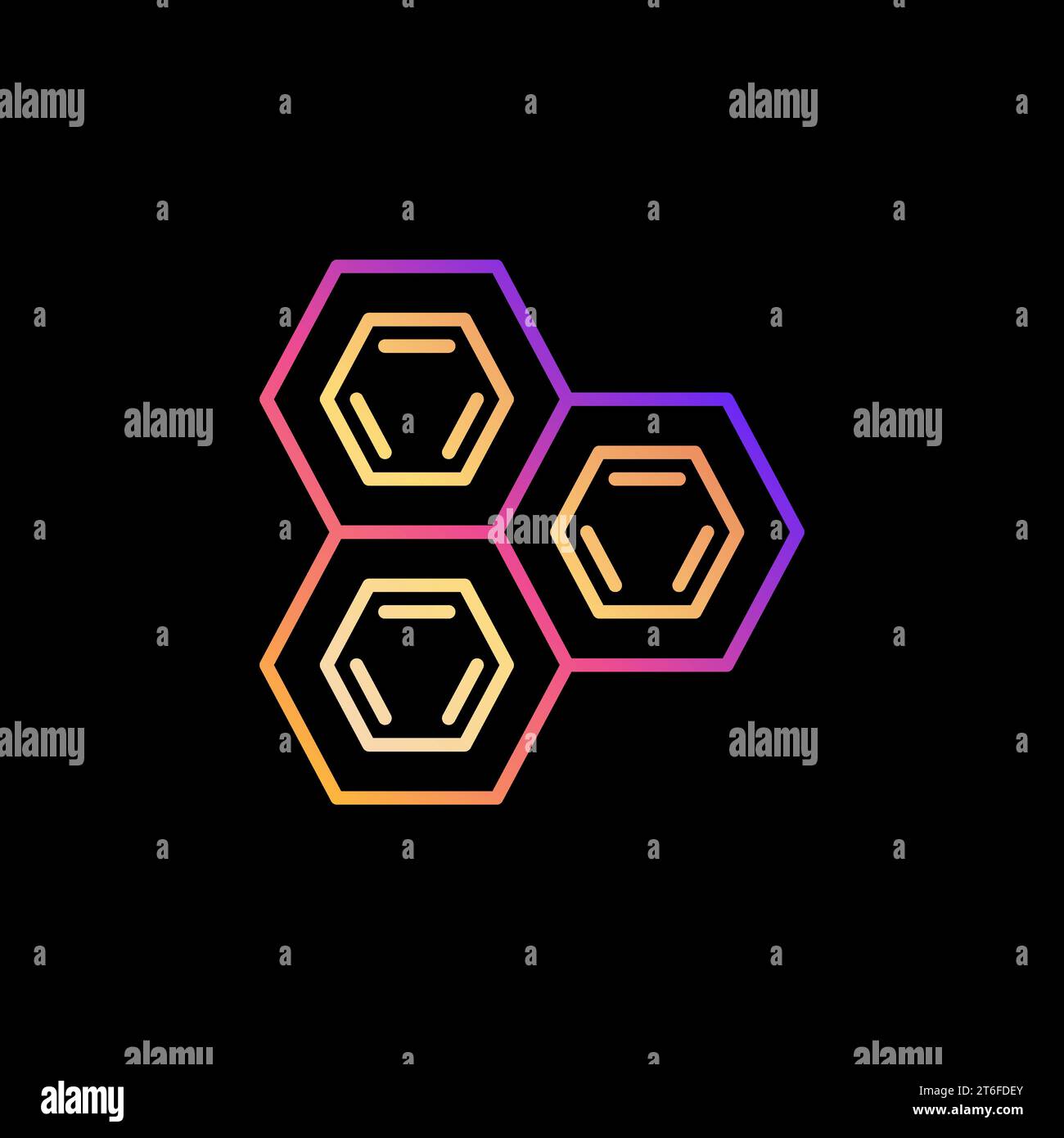 Vector Hexagonal Chemical Formula concept colorful thin line icon on ...