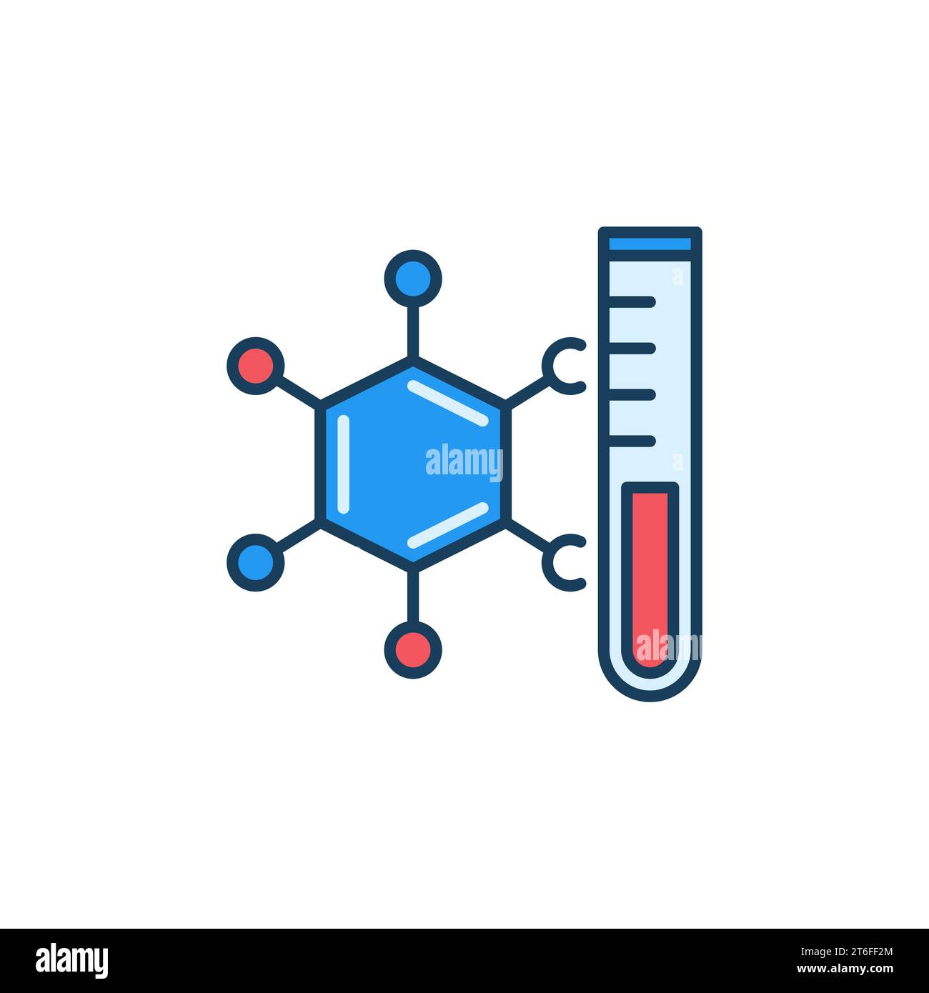 Test Tube and Chemical Hexagonal Formula vector concept colored icon or ...