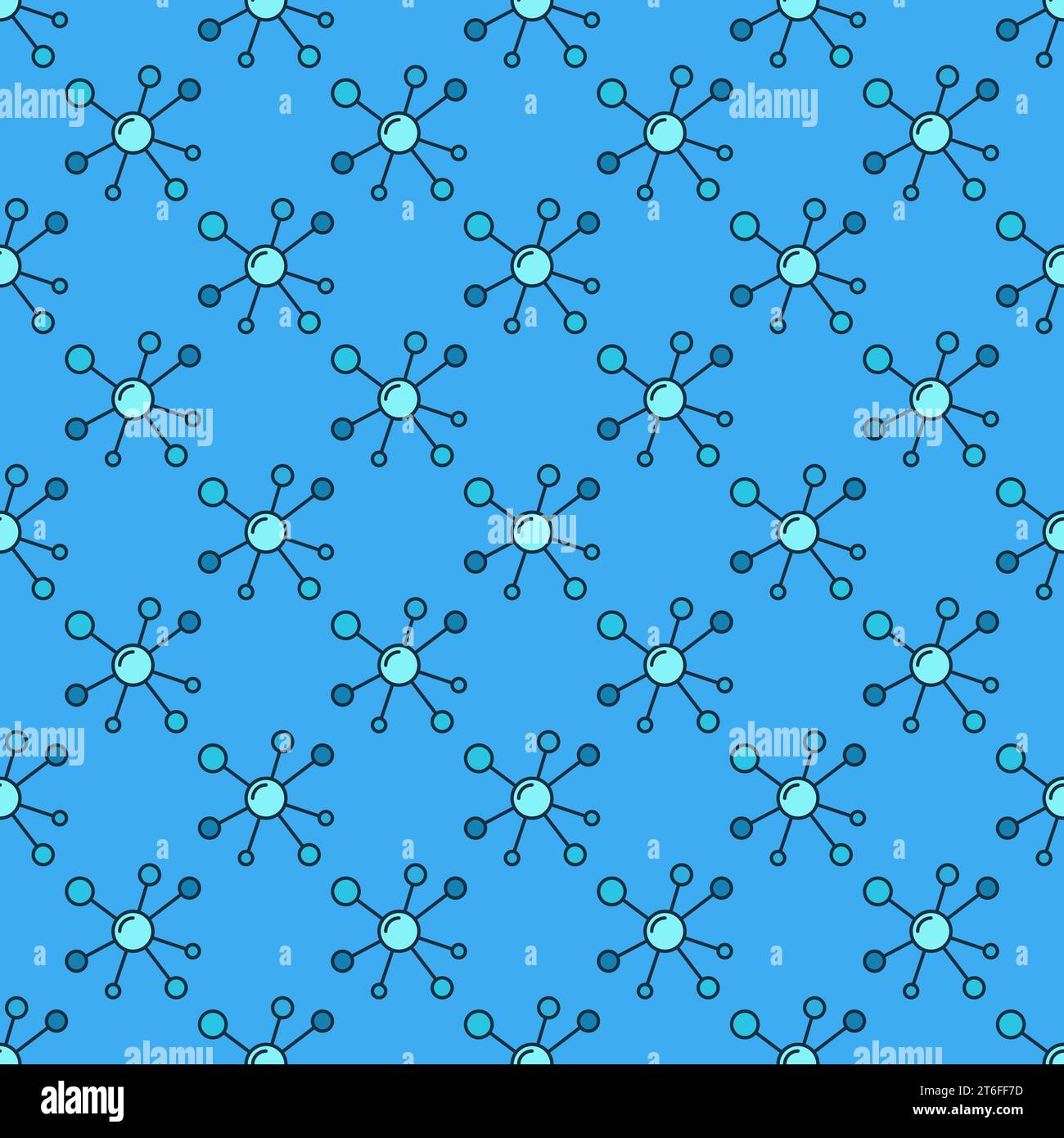 Abstract Chemistry Molecules vector Science concept Blue Modern Seamless Pattern Stock Vector