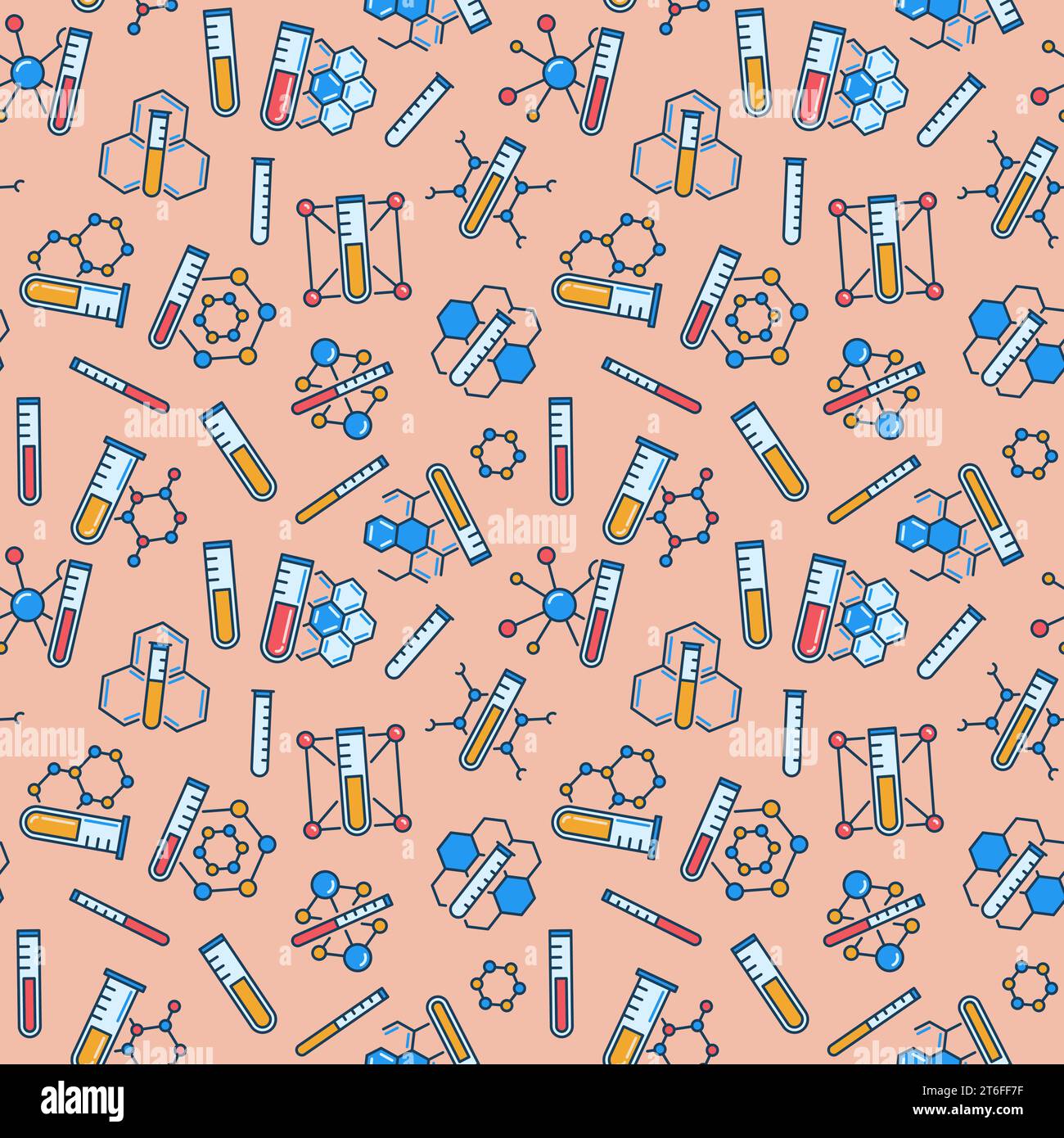 Vector Chemistry Concept Seamless Pattern with Test Tube and Chemical ...