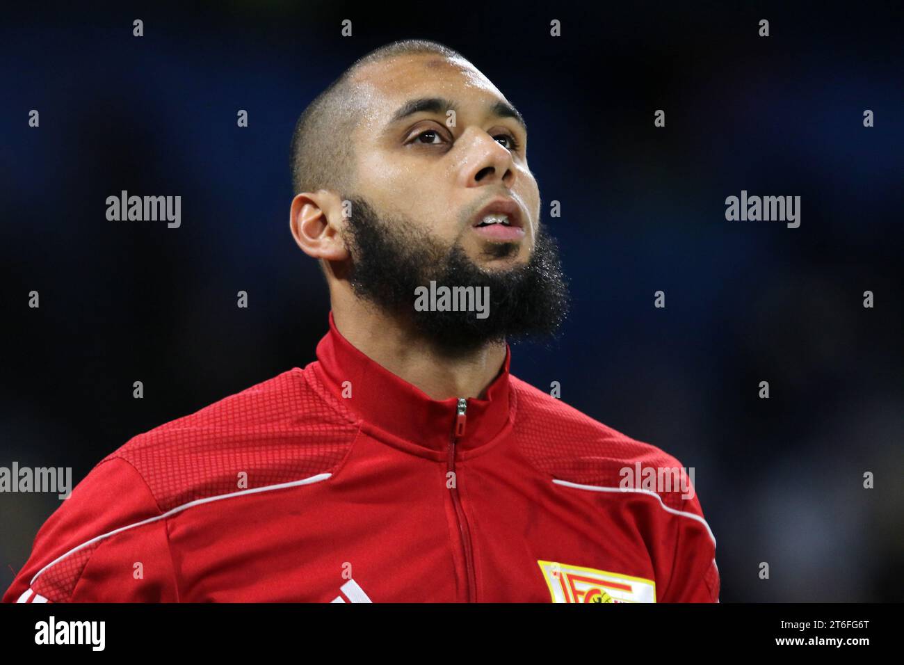 Aissa Laidouni of FC Union Berlin during warm up before the Uefa Champions Leaguematch beetween Ssc Napoli and Fc Union Berlin at Stadio Maradona on November 9, 2023 in Napoli, Italy . Stock Photo