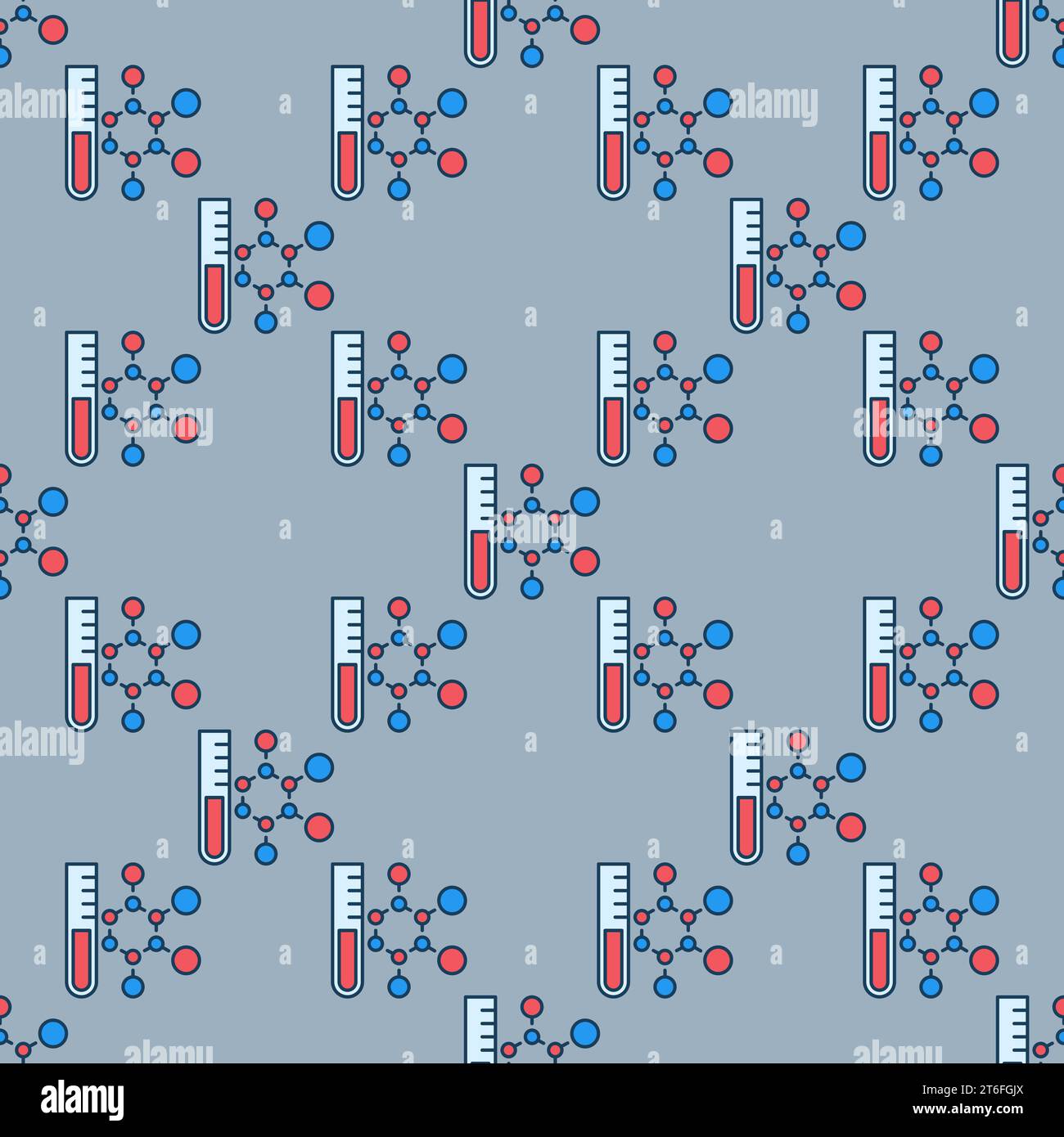 Test-Tube with Chemical Formula vector Science concept colored Seamless Pattern or Background Stock Vector