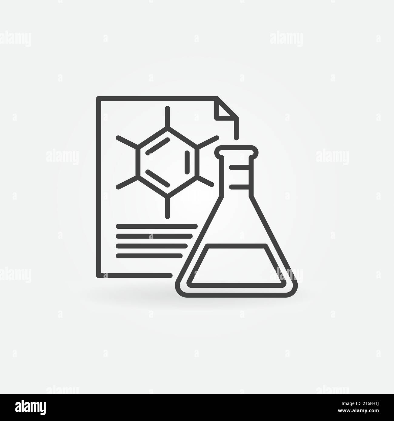 Chemical Documents with Flask vector Lab Results concept thin line icon or design element Stock Vector