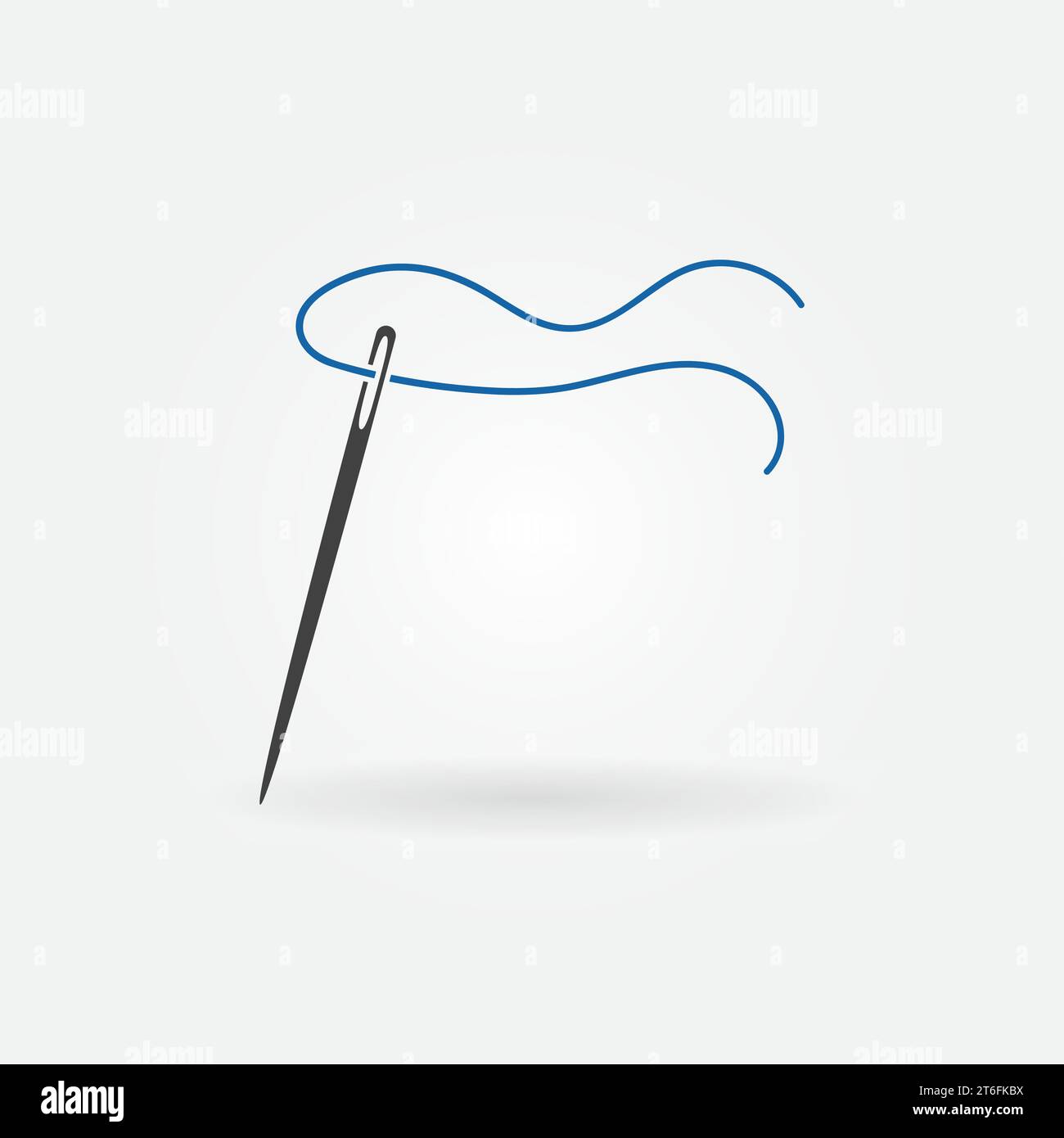 Sewing Needle with blue Thread simple vector Handicraft concept icon or ...