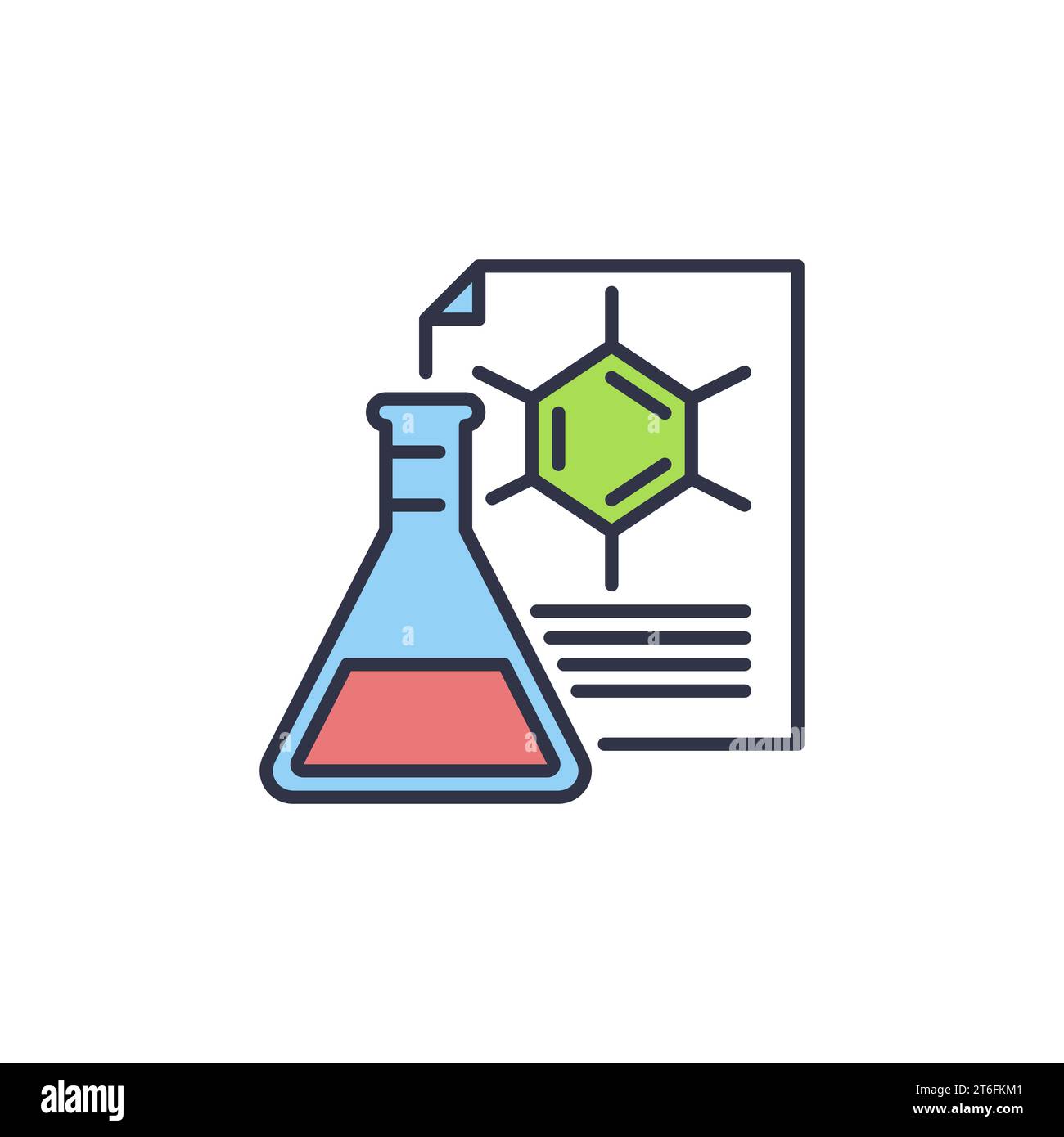 Documents with Chemical Flask vector Chemistry concept colored icon or ...