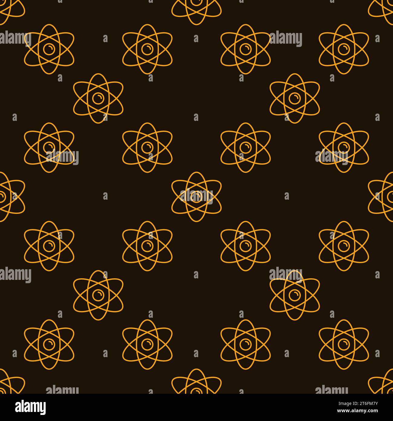 Yellow Atom Seamless Background vector Chemistry concept geometric linear Pattern Stock Vector