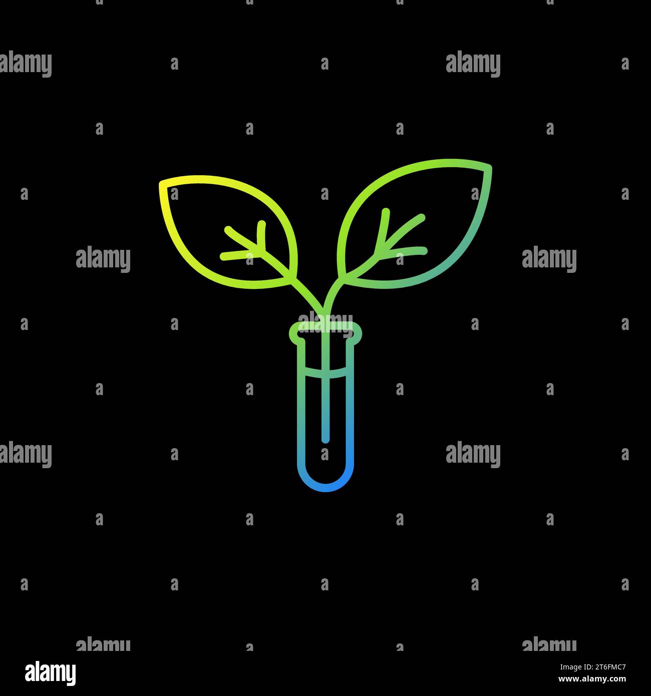 Chemistry Test Tube and Plant with Leaves vector Chemistry concept line colorful icon on dark background Stock Vector