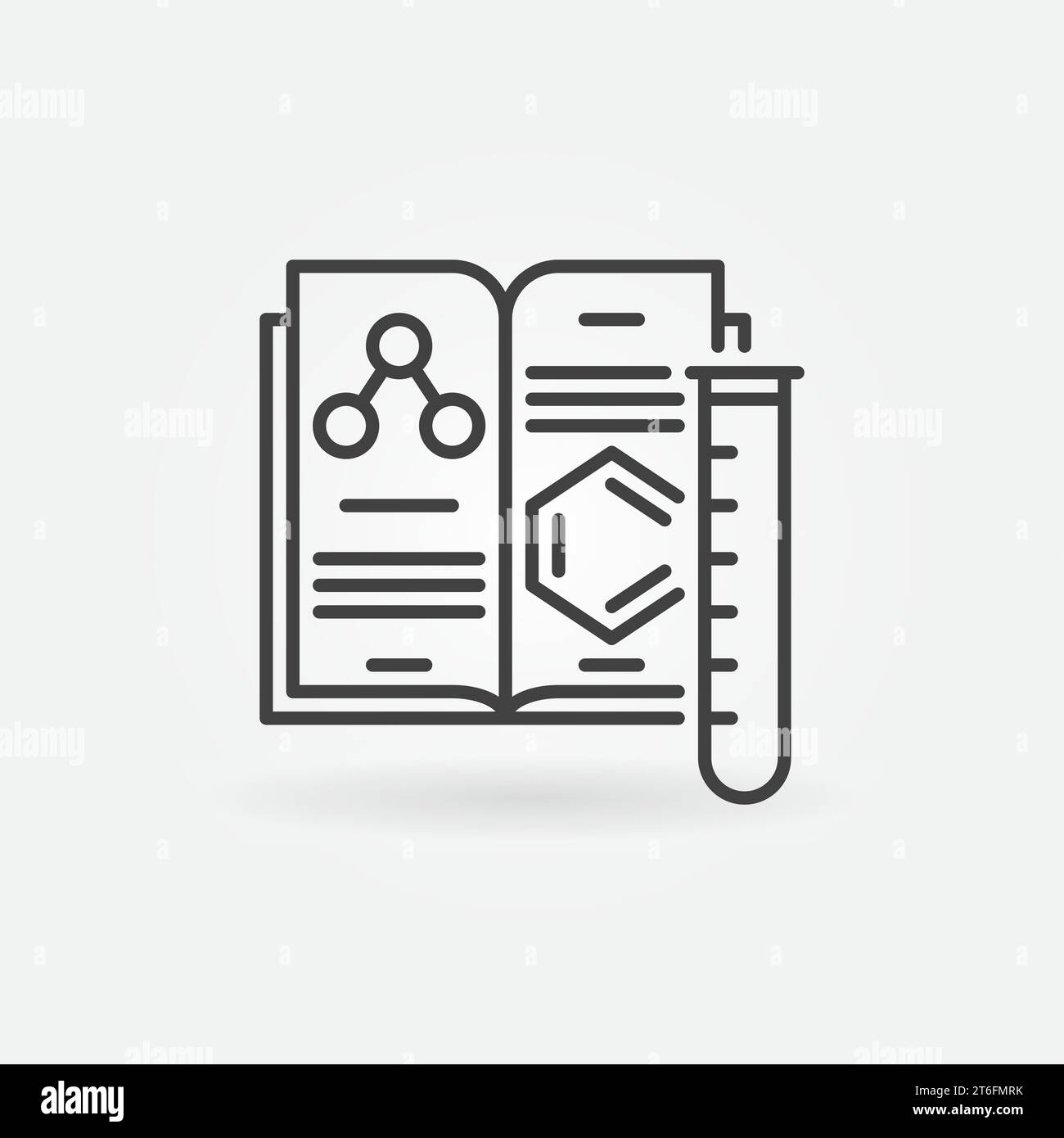Test Tube with Chemistry Open Book vector concept outline icon or ...