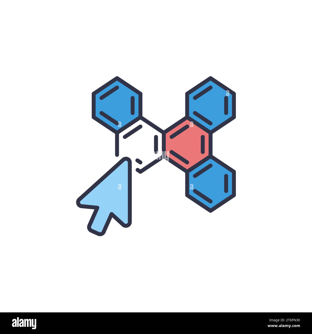 Cursor on Chemistry Molecule vector concept colored icon or logo element Stock Vector