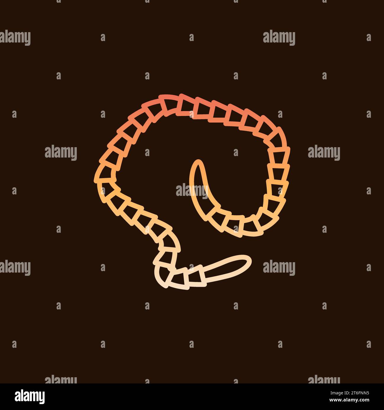 Segmented Worm Helminth vector concept modern outline icon on dark ...